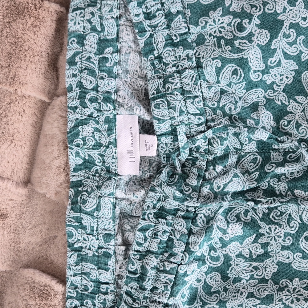 J. Jill Love LinenTeal Floral High Waist Shorts M - Picture 3 of 8